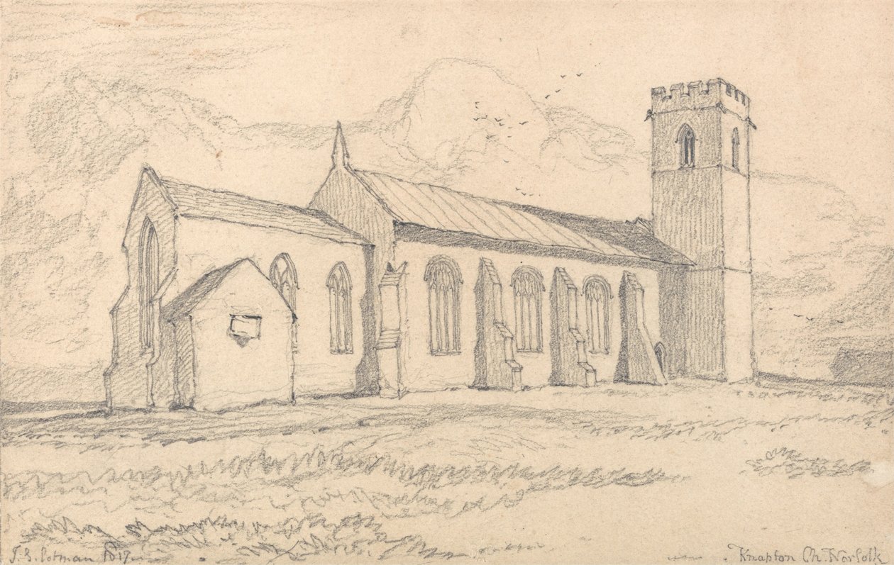 Knapton Church, Norfolk, vanuit het noordoosten door John Sell Cotman