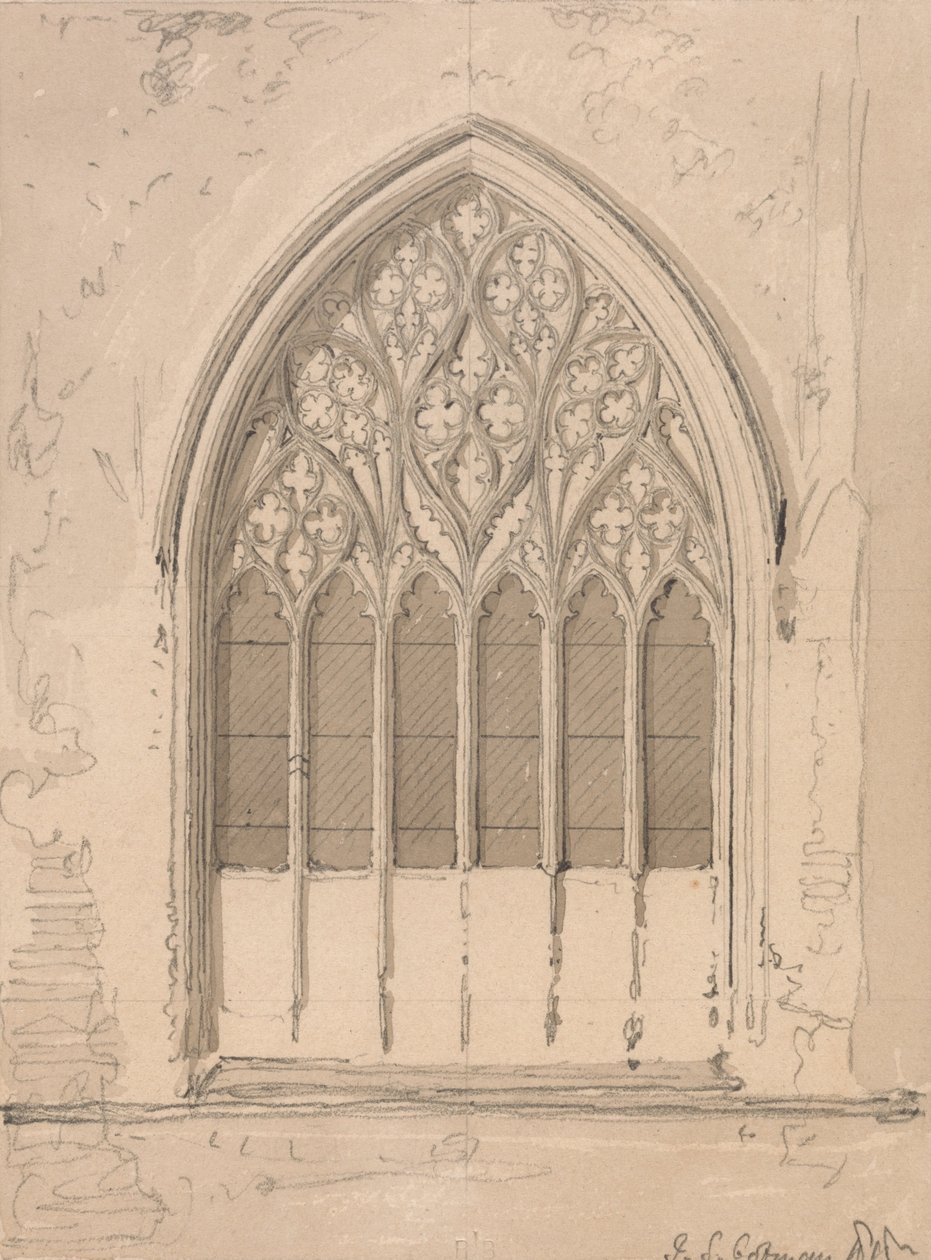 Westelijk raam van de Snettisham-kerk, Norfolk door John Sell Cotman