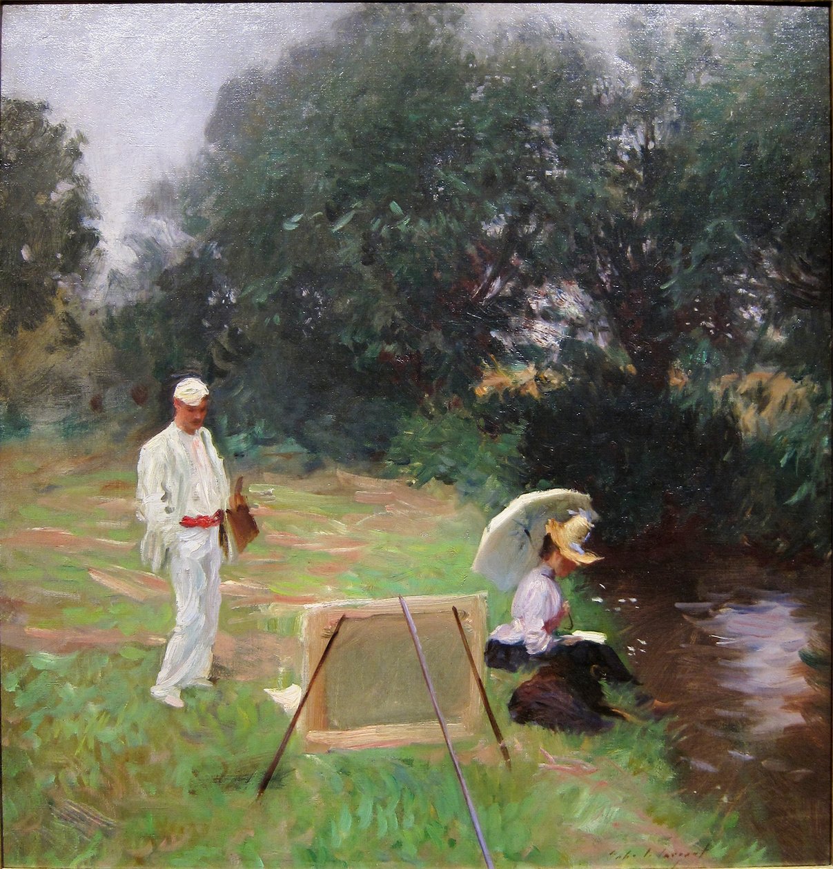 Dennis Miller Bunker schildert in Calcot door John Singer Sargent