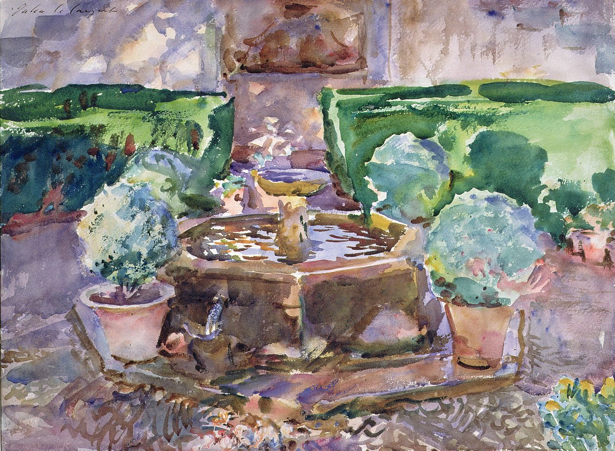 Fonteinen in de Generalife, Granada door John Singer Sargent