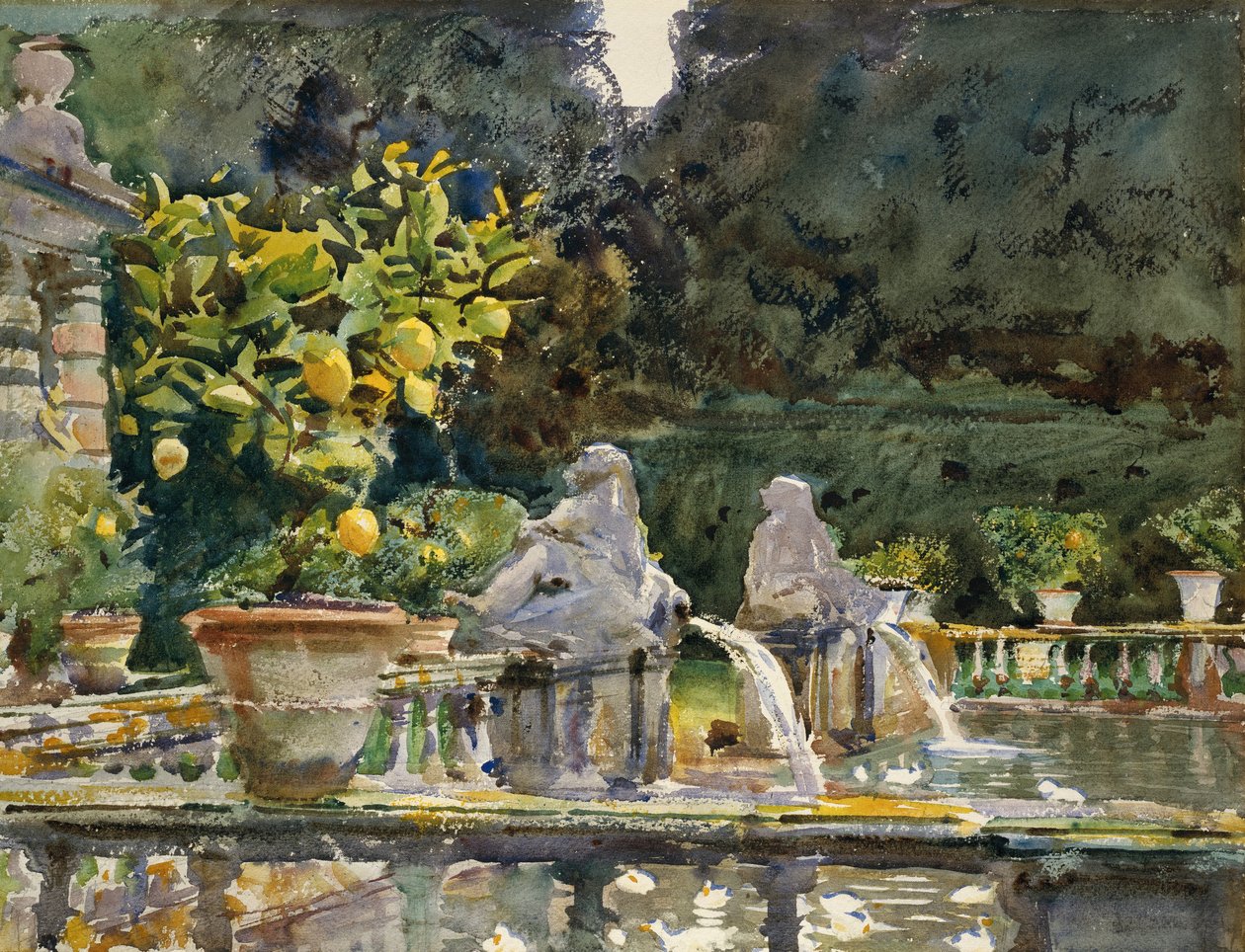 Villa di Marlia, Lucca - Een Fontein door John Singer Sargent