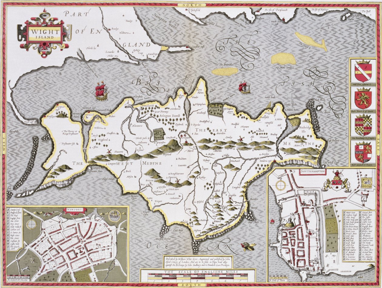 Wight Island, gegraveerd door Jodocus Hondius (1563-1612) uit John Speed