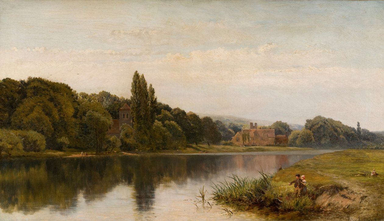 Zomertijd aan de Theems, Bisham Church en Abbey, c.1875 door John Surtees