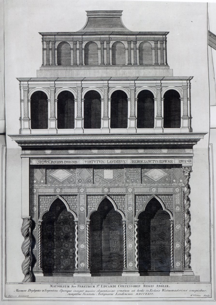 Het Heiligdom van Koning Edward de Belijder in Westminster Abbey, gegraveerd door George Vertue, 1724 door John Talman