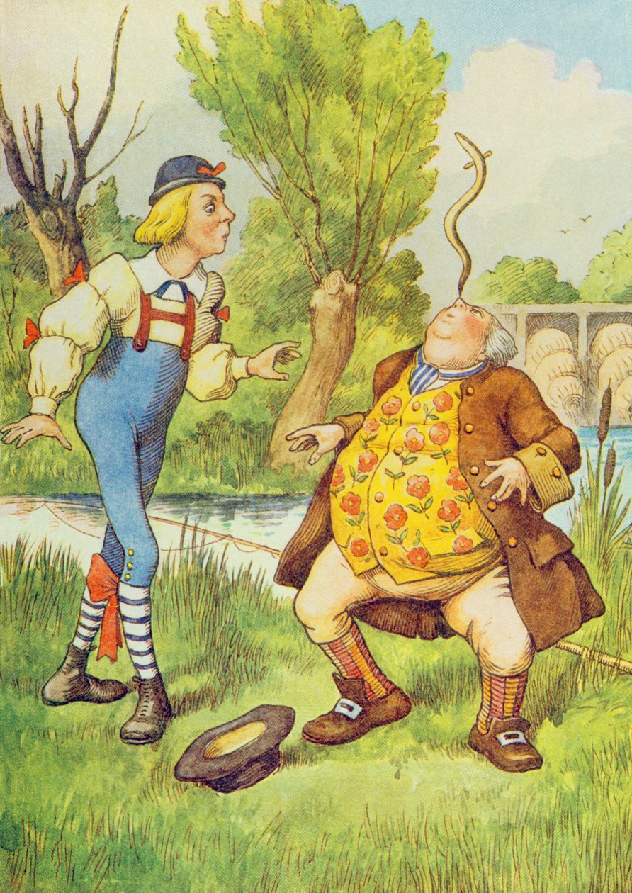 Vader William balanceert een paling op zijn neus, illustratie uit 