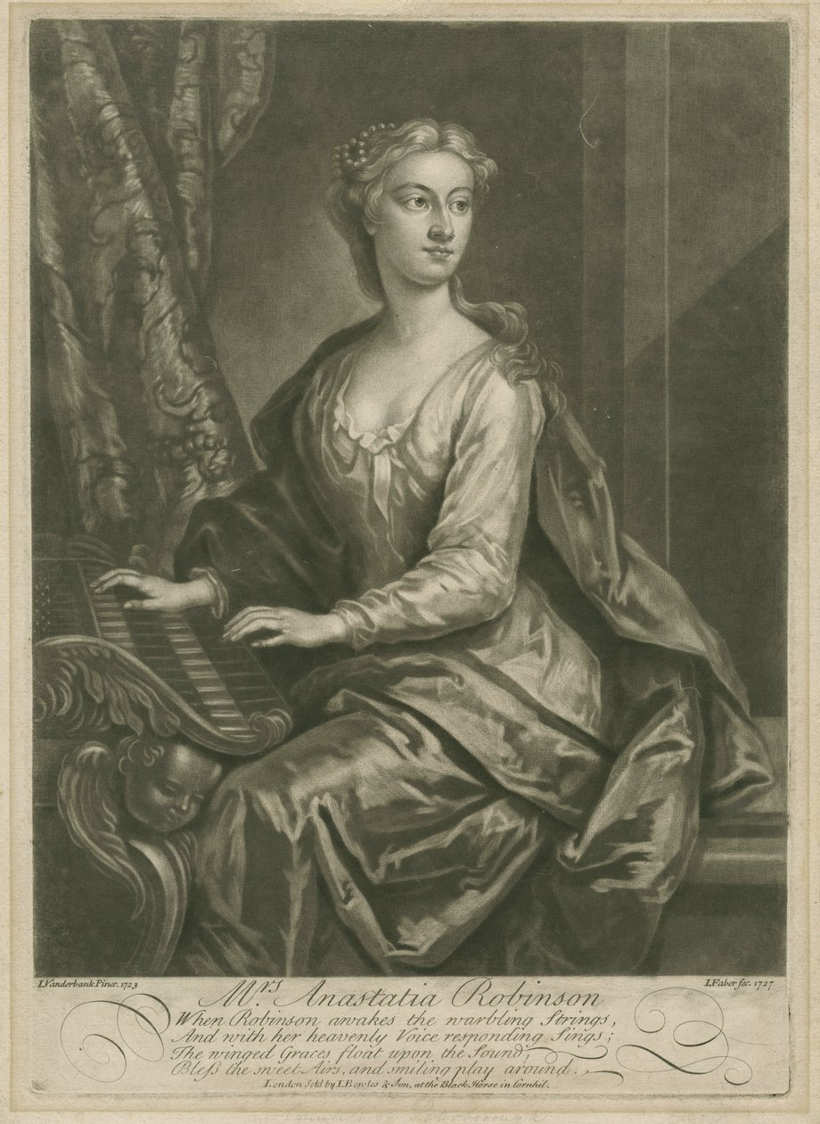 Mevrouw Anastasia Robinson, gegraveerd door John Faber de Jongere, 1727 door John Vanderbank