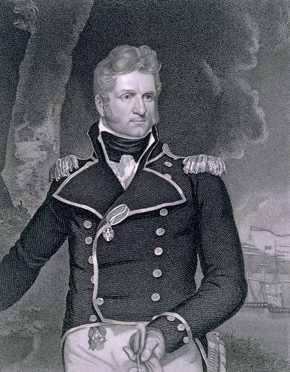 Thomas Macdonough (1783-1825) gegraveerd door John B. Forrest door John Wesley Jarvis