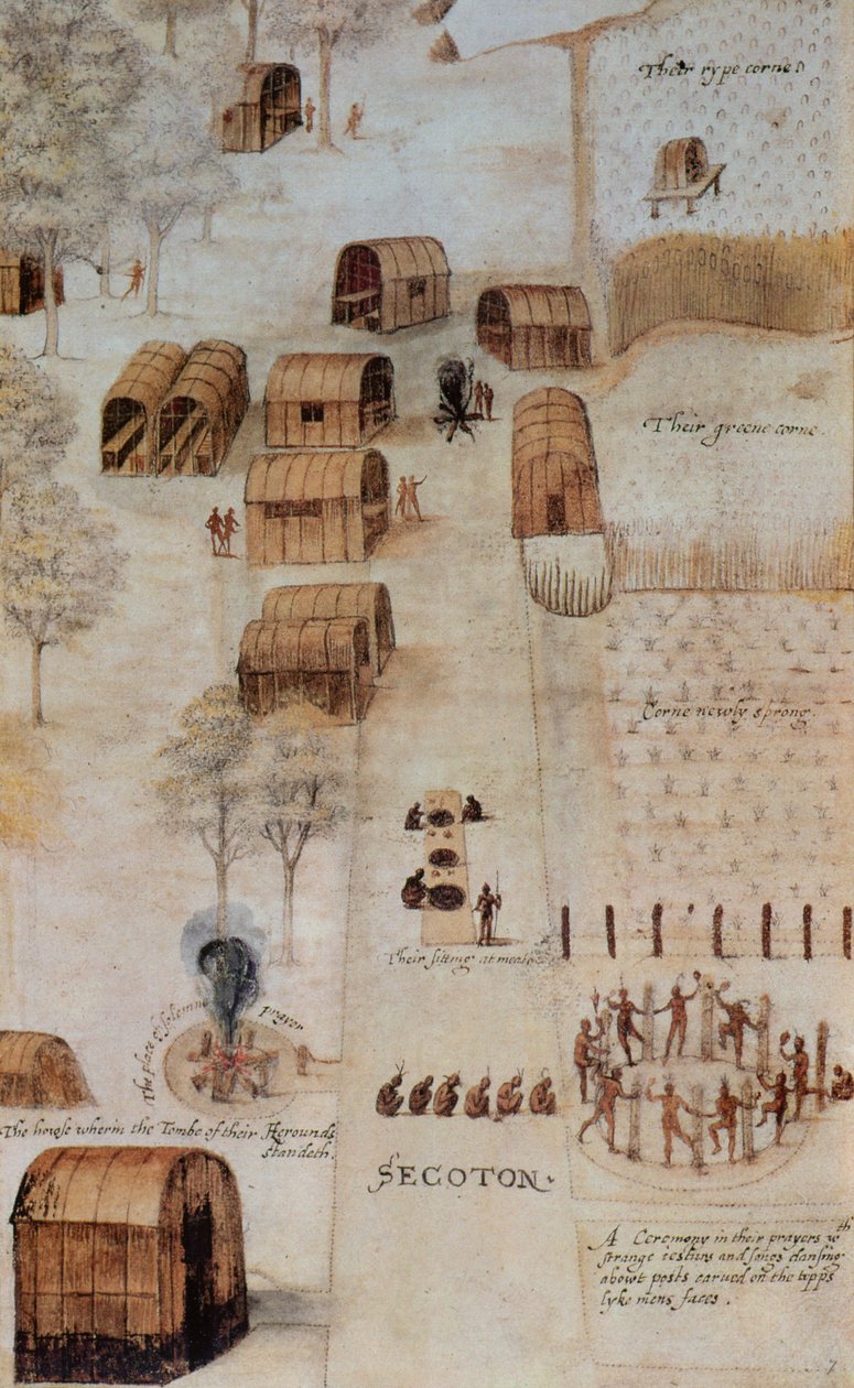 Indiaans dorp Secoton door John White