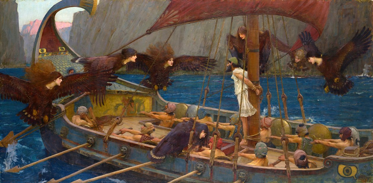 Odysseus en de Sirenen door John William Waterhouse