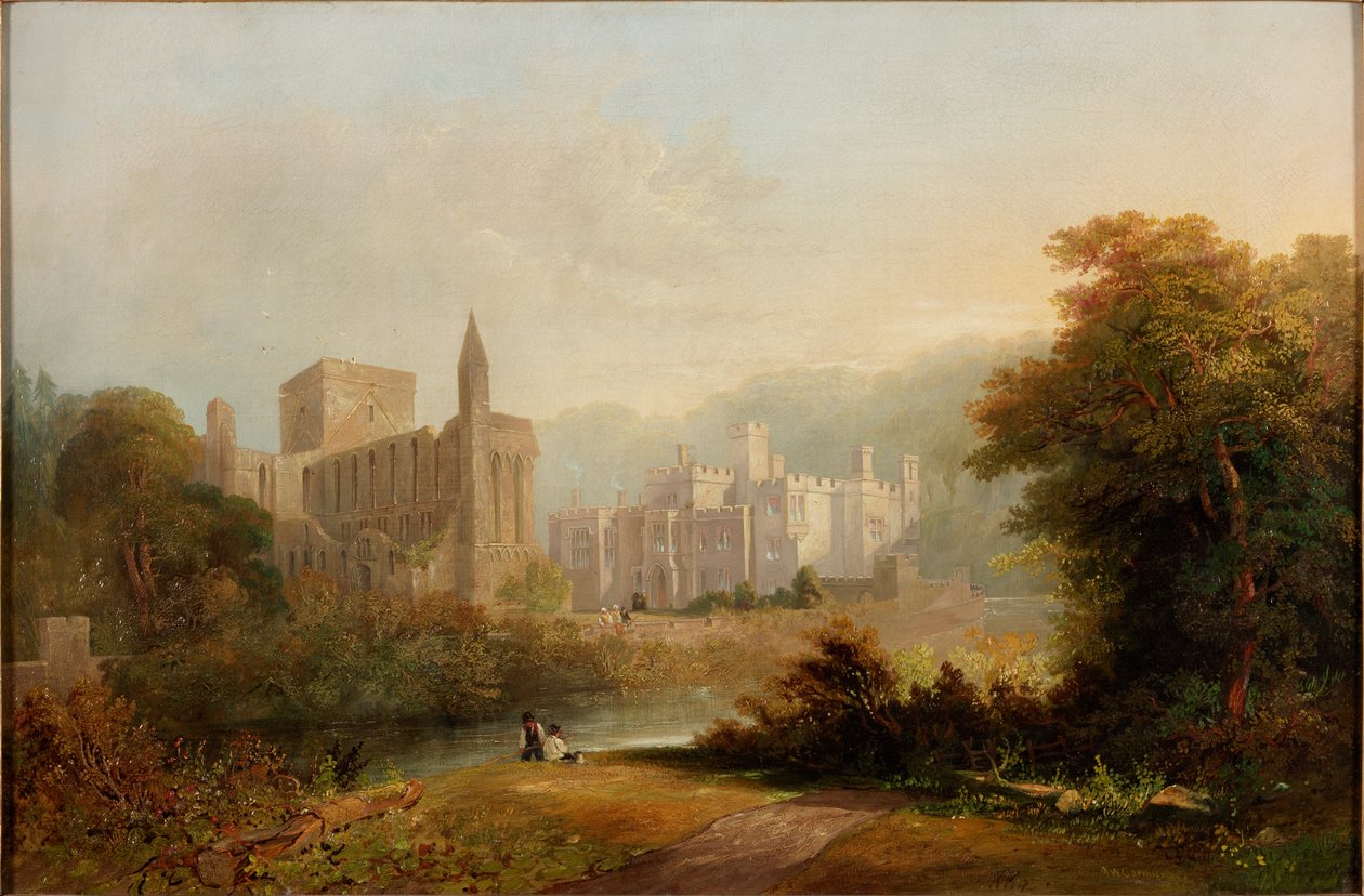Brinkburn Grange en de Ruïnes van Brinkburn Priory door John Wilson Carmichael