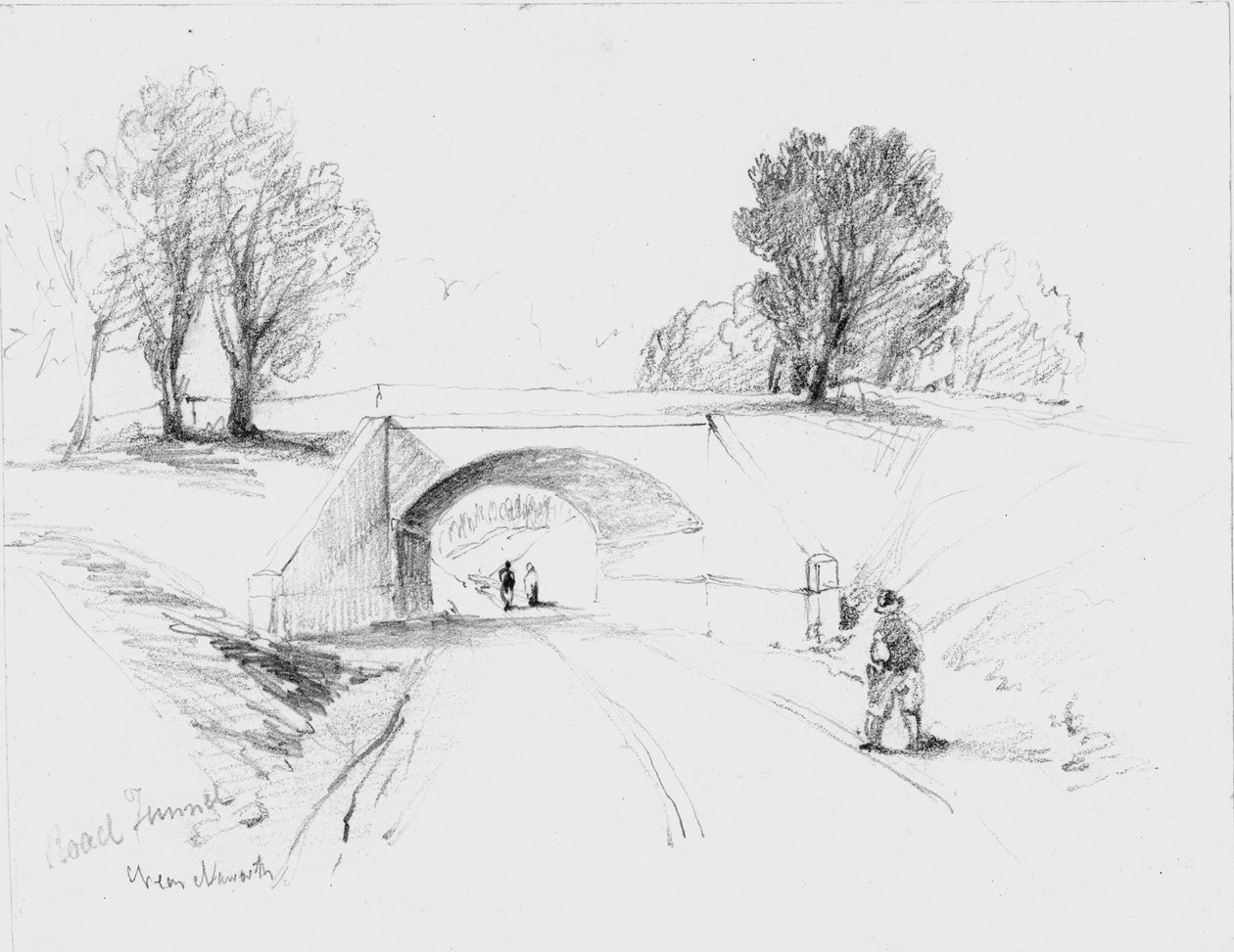 Weg tunnel bij Naworth, 1836 door John Wilson Carmichael