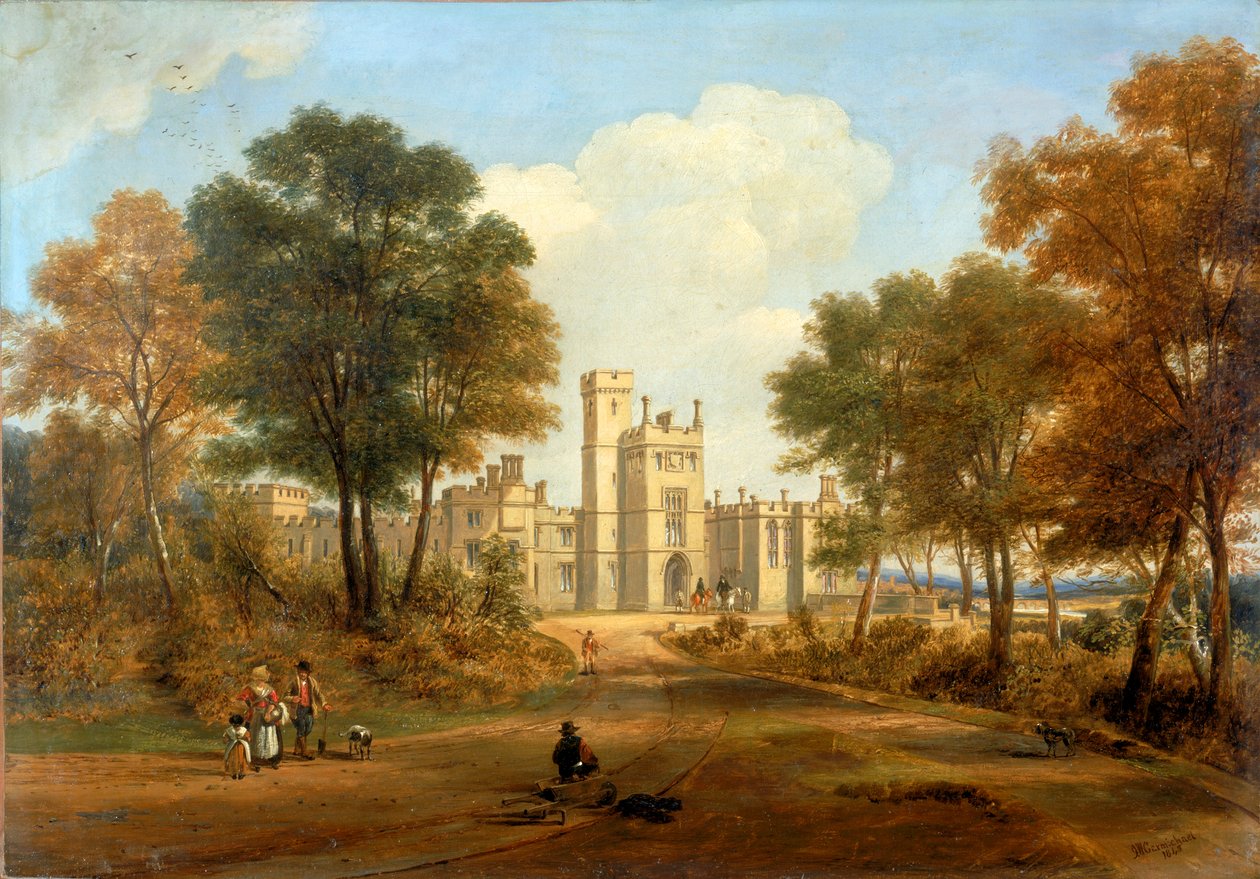 De ingang van Beaufront Castle, 1845 door John Wilson Carmichael