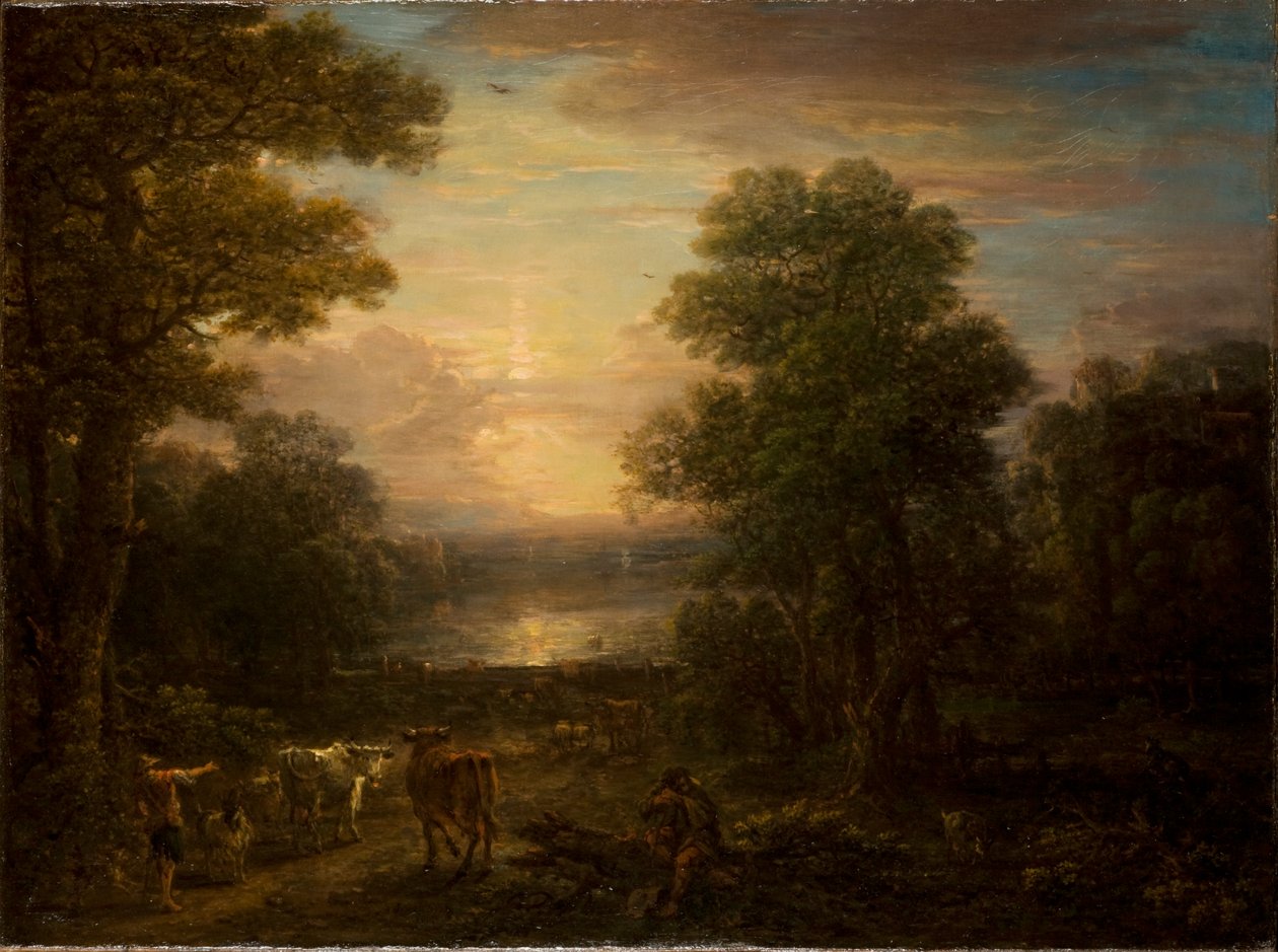 Veedrijvers en hun vee bij zonsopgang door John Wootton