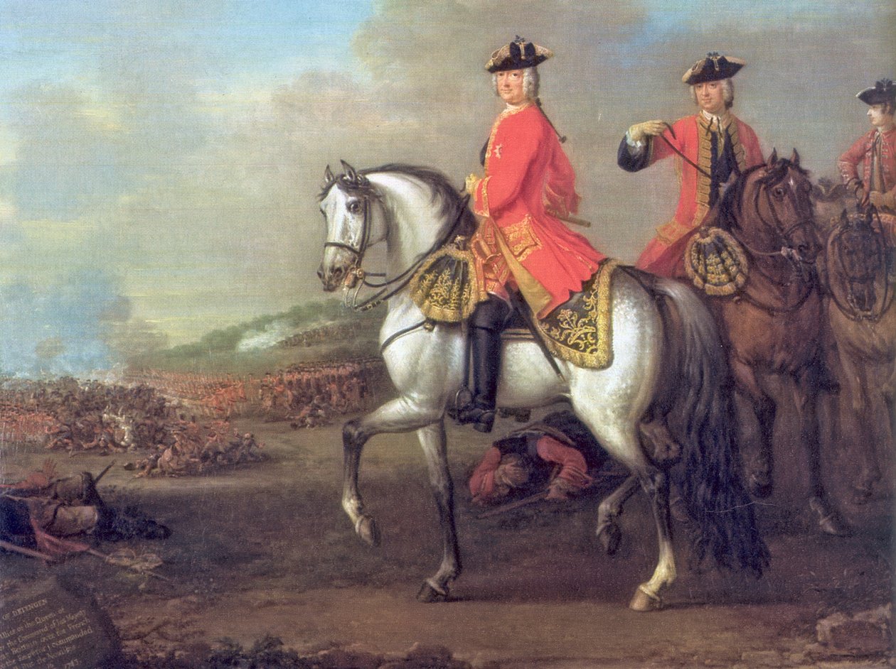 George II van Groot-Brittannië in de Slag bij Dettingen door John Wootton