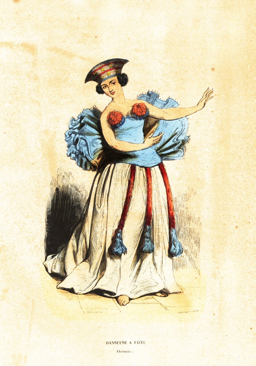 Dansende vrouw op Tahiti door John (after) Webber