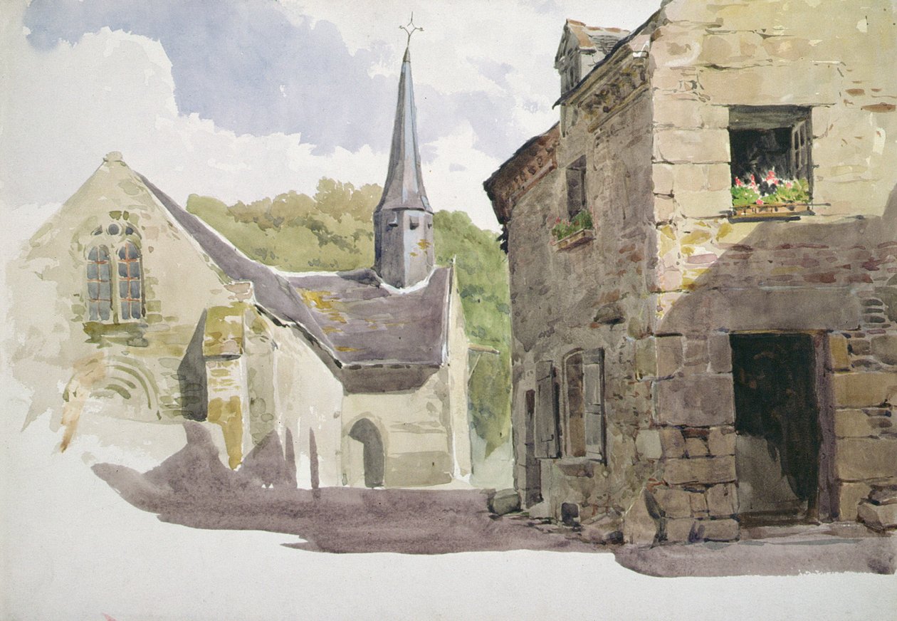 Kerk met een kleine toren door John Absolon