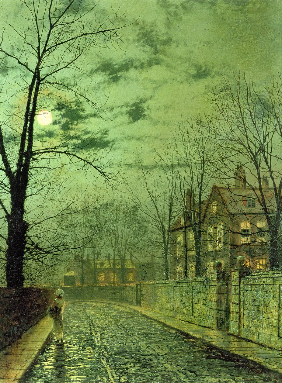 Een Weg bij Maanlicht door John Atkinson Grimshaw