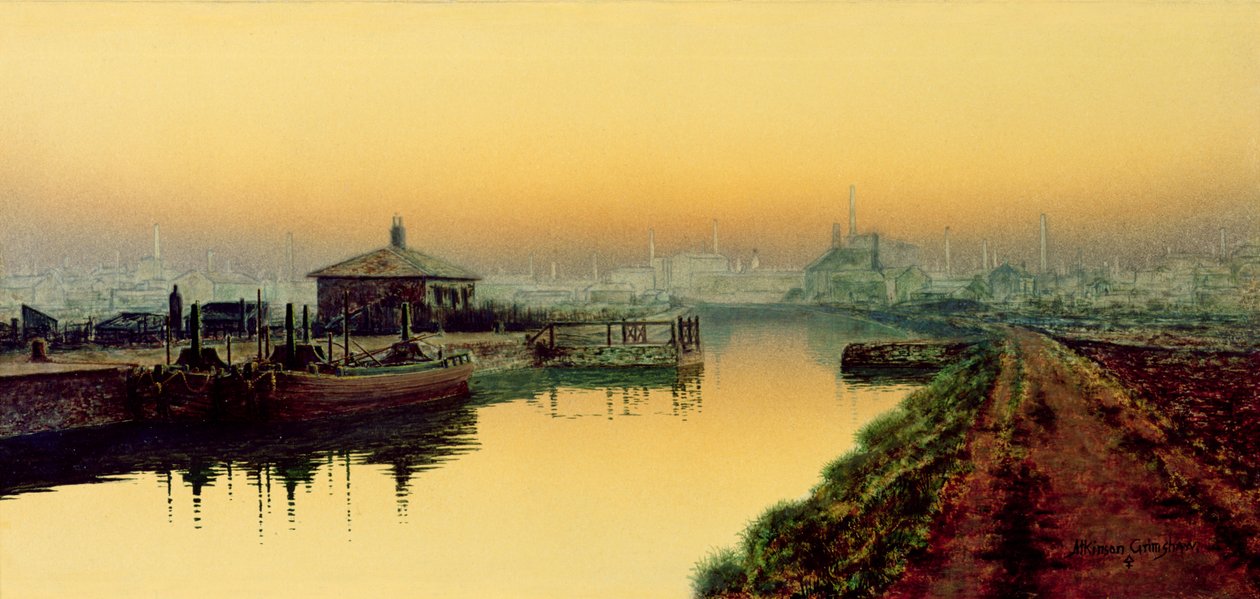 Knostrop Cut, Leeds, zondagavond door John Atkinson Grimshaw