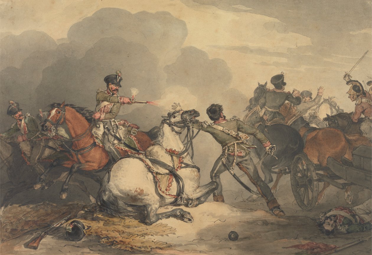 Een gevechtsscène door John Augustus Atkinson