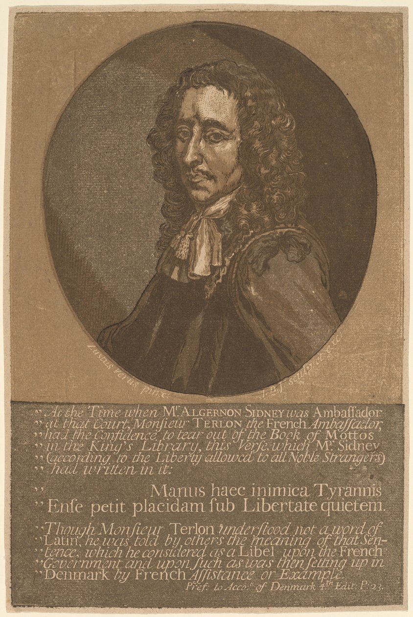 Algernon Sidney door John Baptist Jackson, after Justus van Verus
