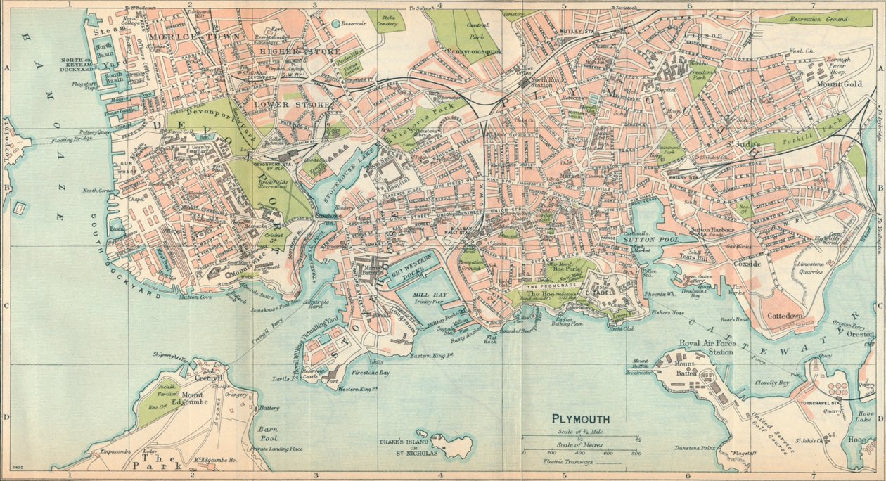 Plymouth, 20e eeuw door John Bartholomew