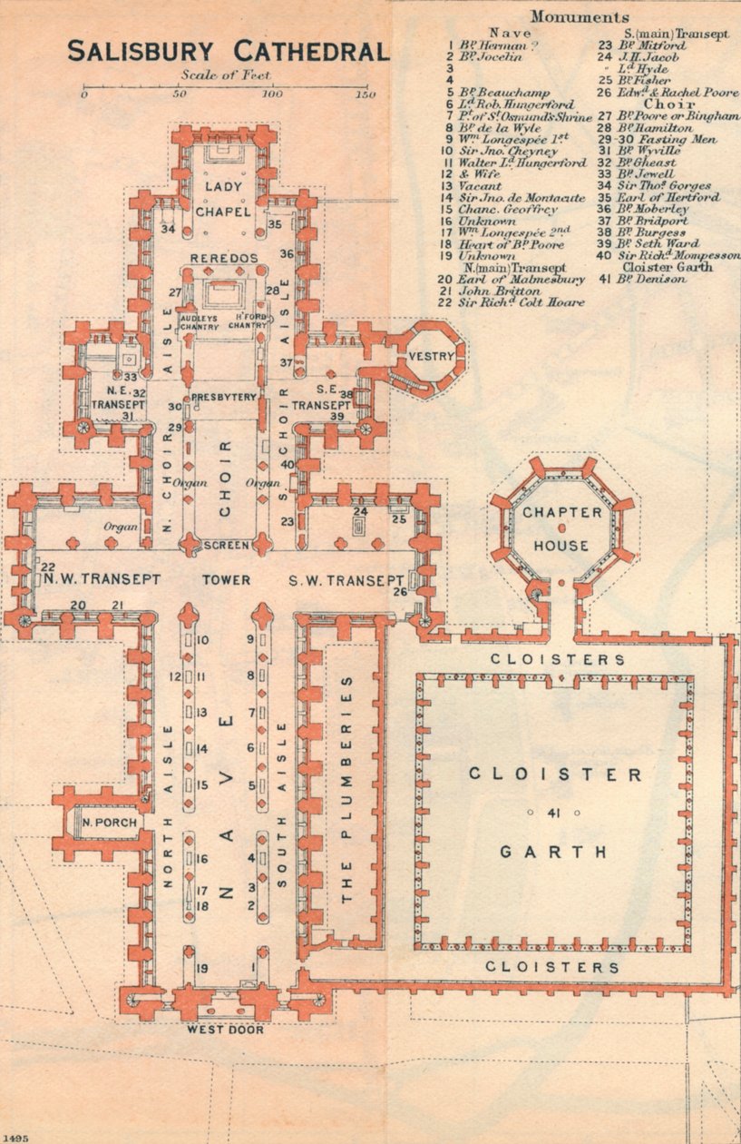 Kathedraal van Salisbury, 20e eeuw door John Bartholomew