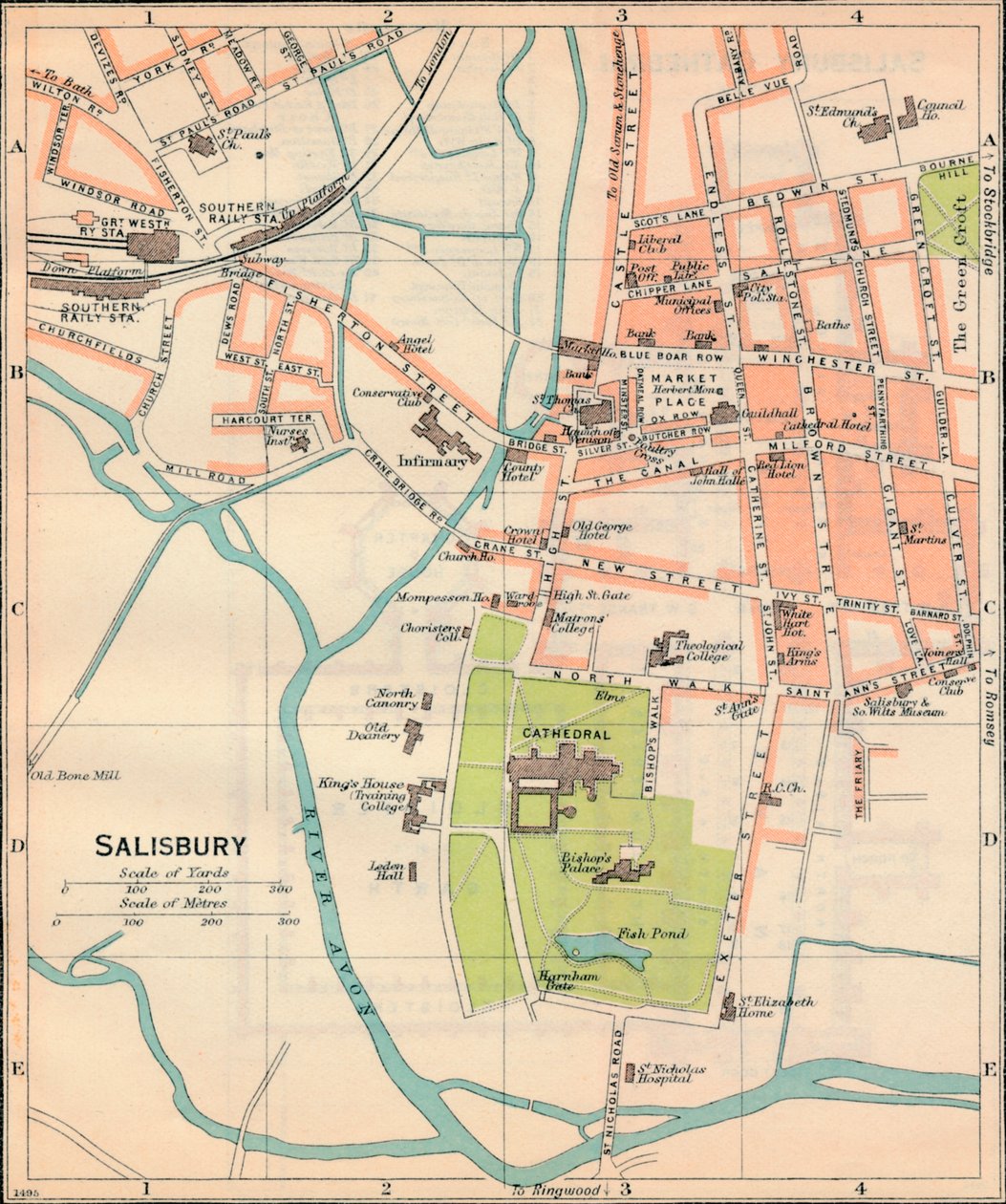 Salisbury, 20e eeuw door John Bartholomew