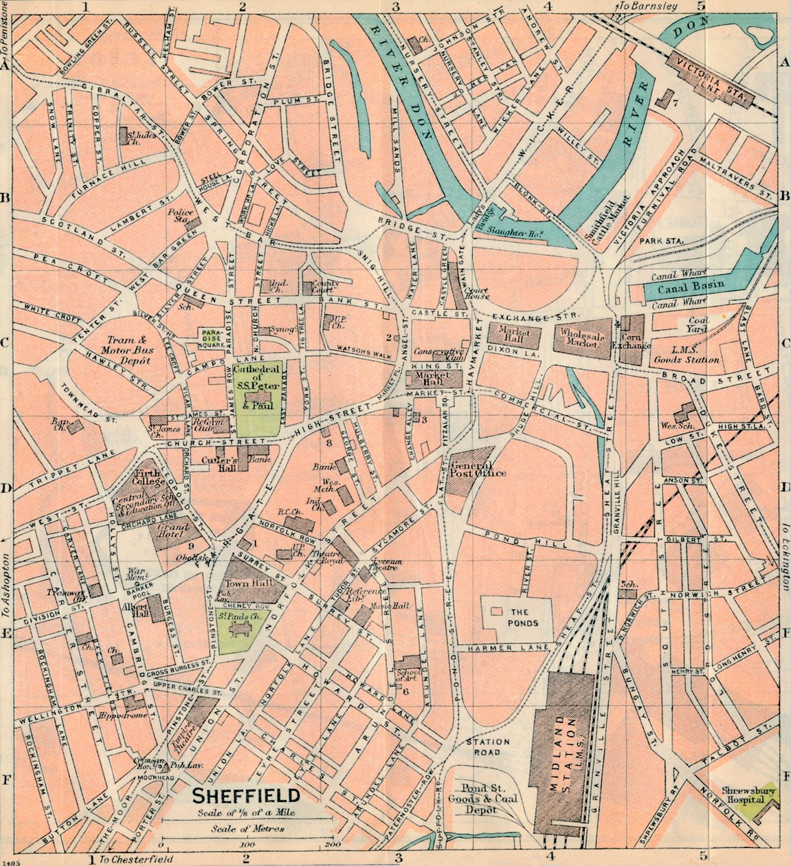 Sheffield, 20e eeuw door John Bartholomew