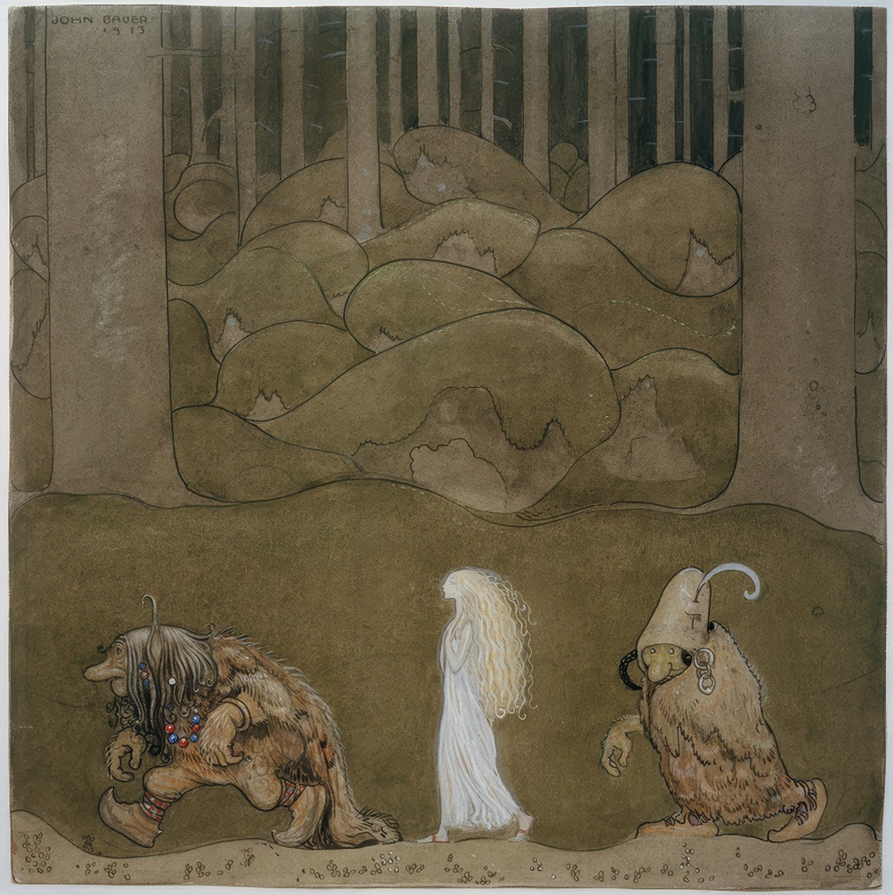 Prinses en trollen door John Bauer