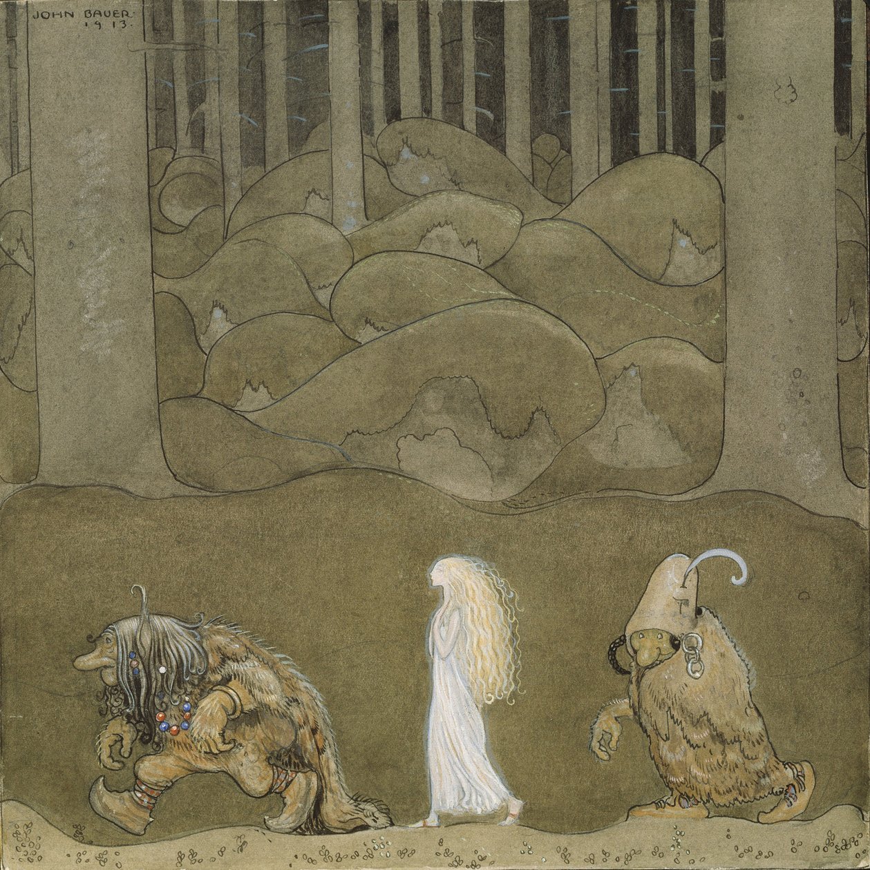 De prinses en de trollen door John Bauer