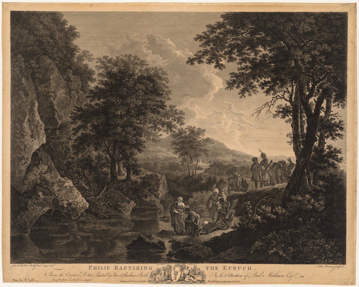 Filippus doopt de eunuch, 1772 door John Browne