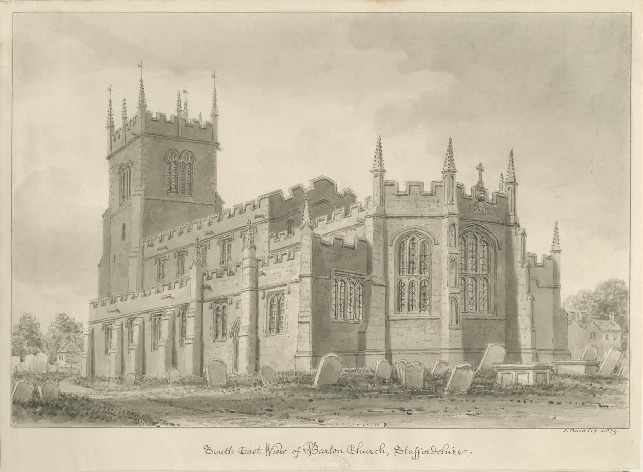 Barton under Needwood Kerk door John Buckler