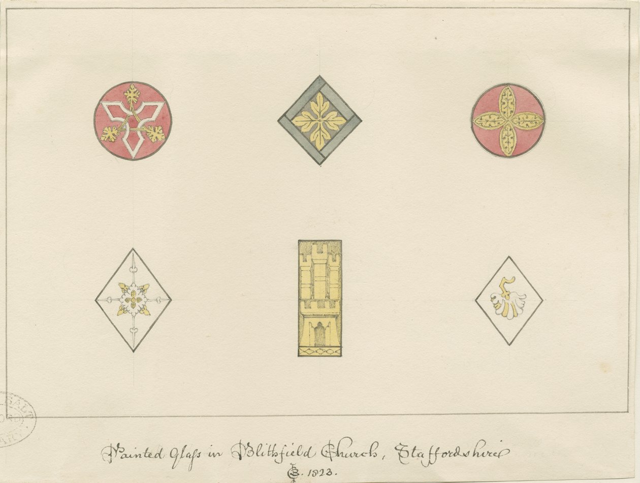 Gebrandschilderd glas in de kerk van Blithfield door John Buckler