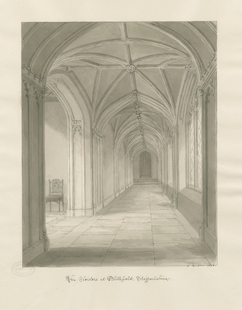 Blithfield Hall - Kloosters door John Buckler