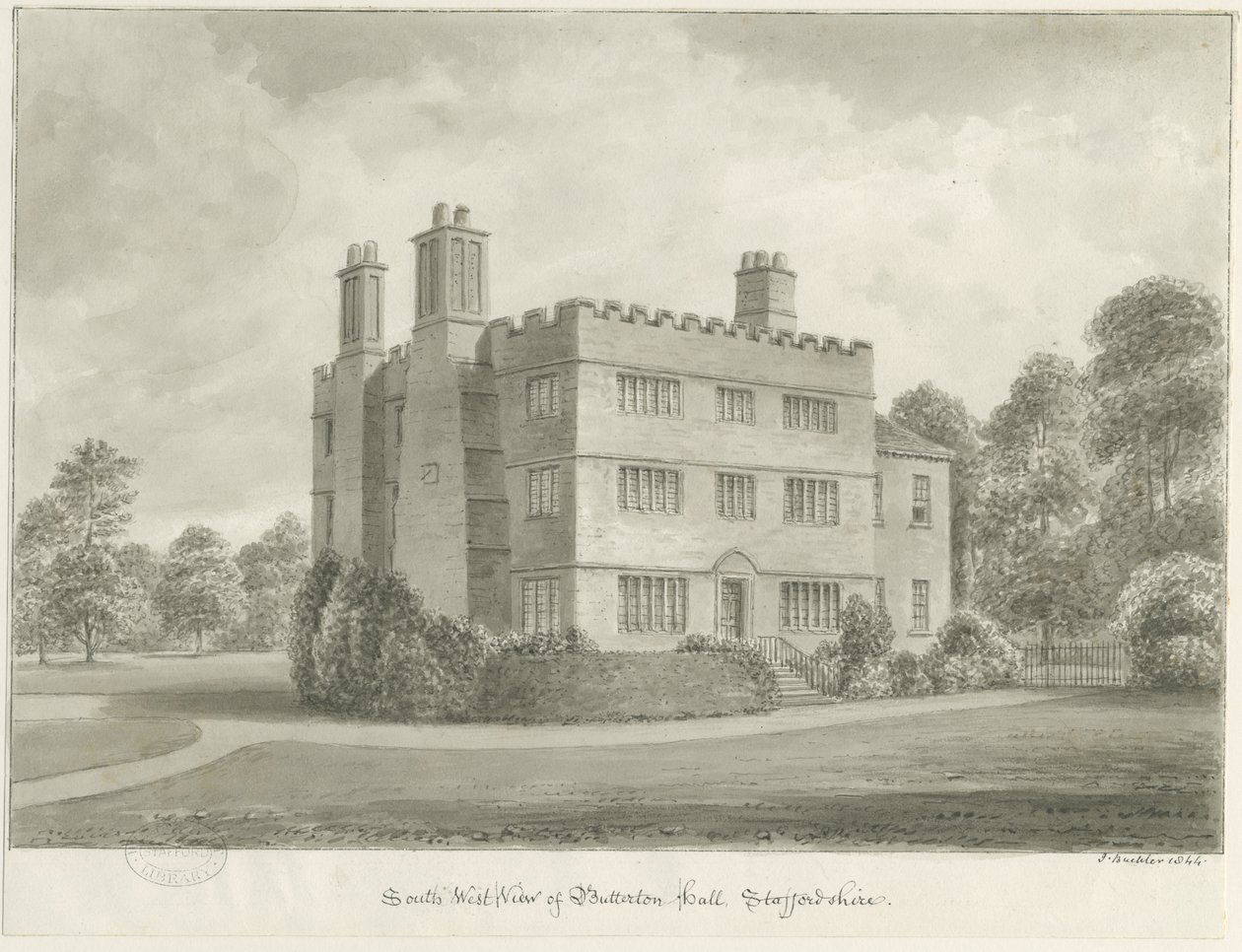 Butterton Hall door John Buckler