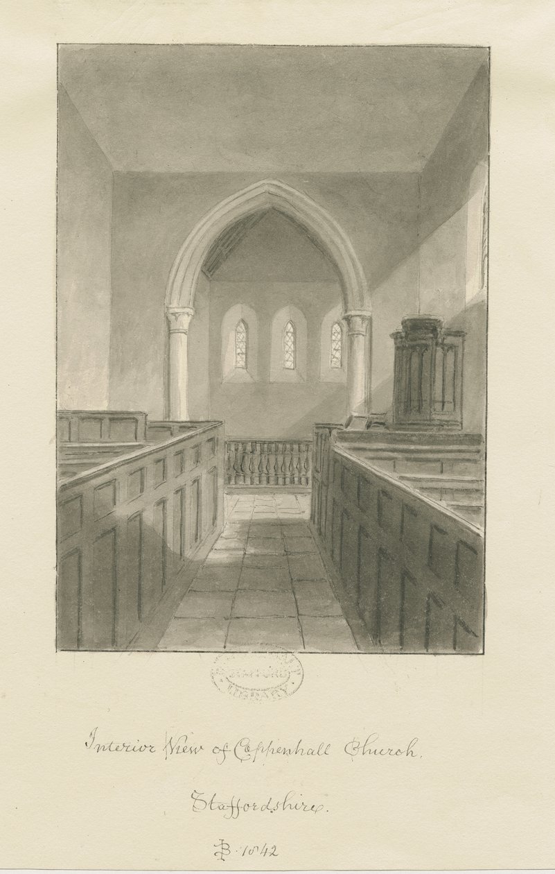 Interieur van Coppenhall Kerk door John Buckler