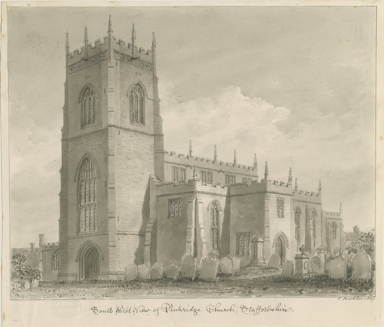 Penkridge Kerk door John Buckler
