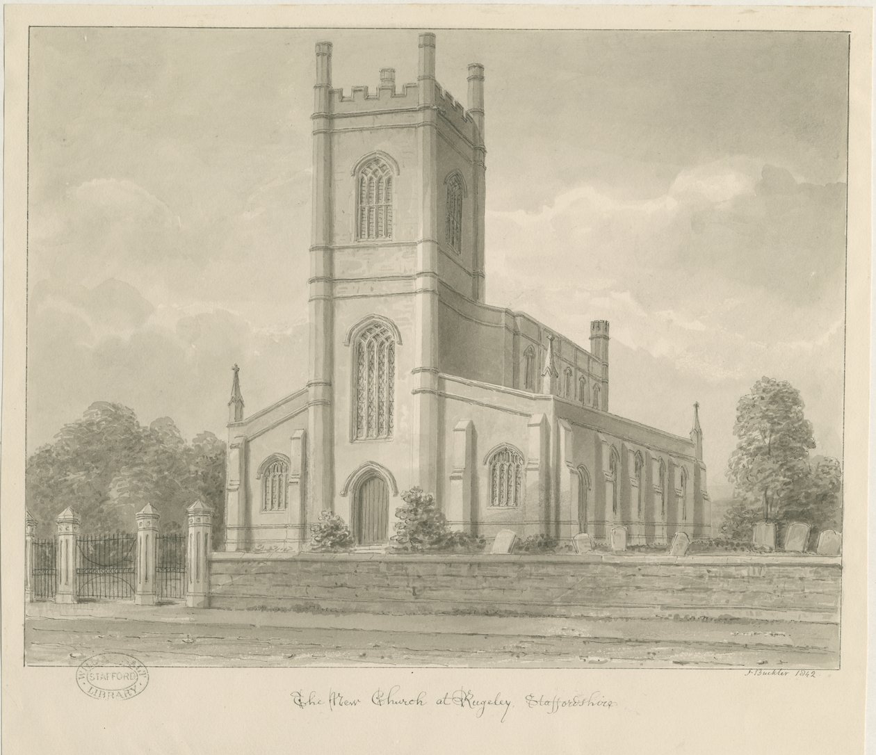 Rugeley Kerk (Nieuw) door John Buckler
