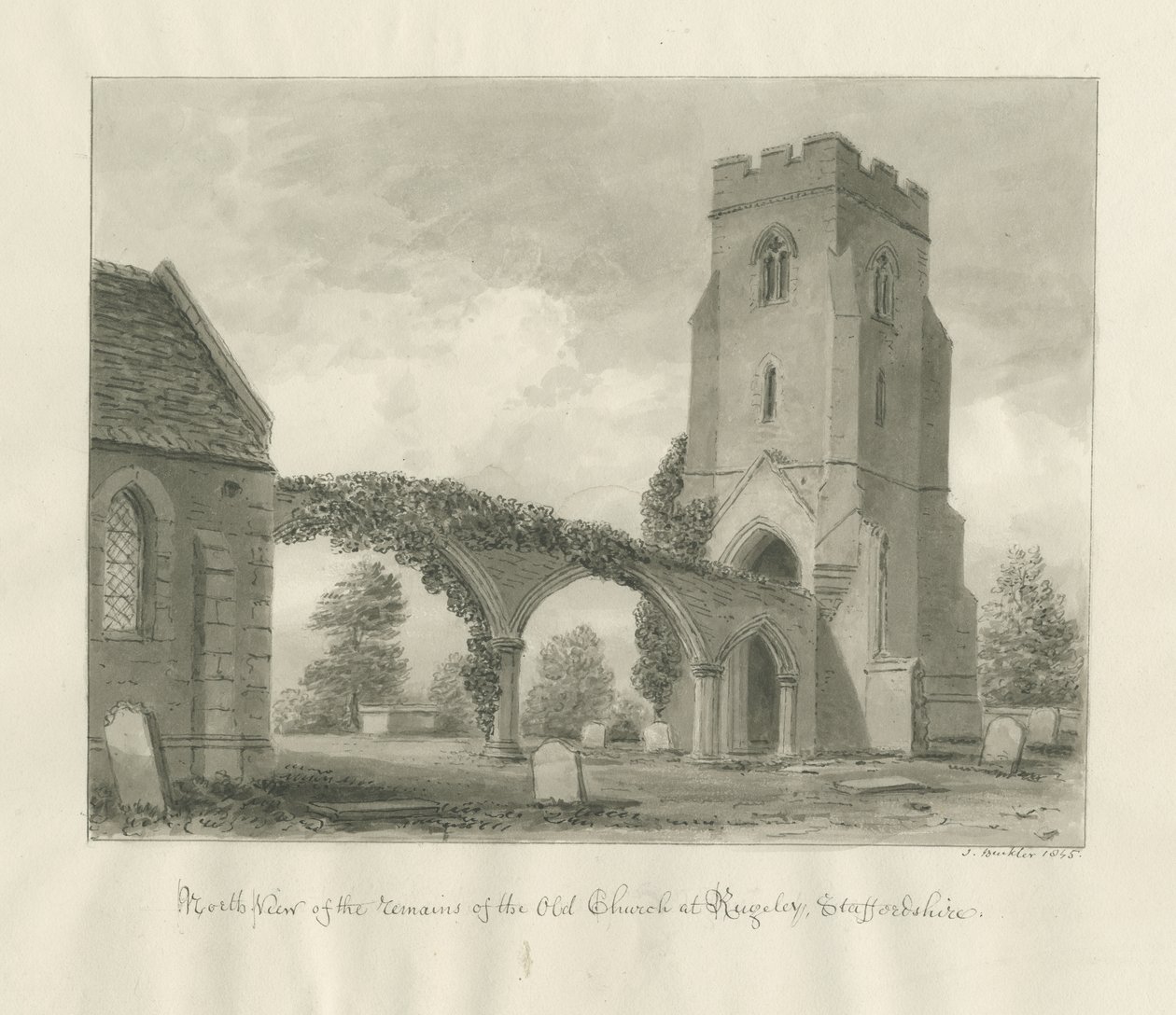 Rugeley Kerk (Oud) door John Buckler