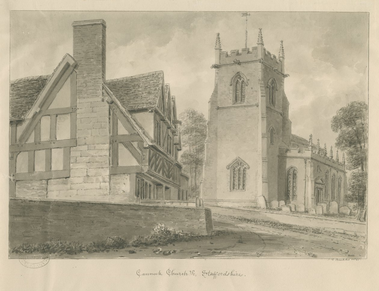 Cannock Kerk door John Chessell Buckler