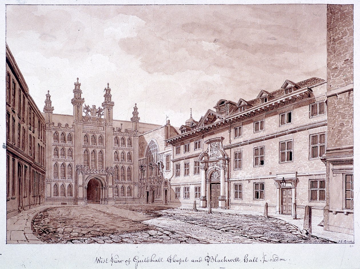 Guildhall, Londen, 1820 door John Chessell Buckler