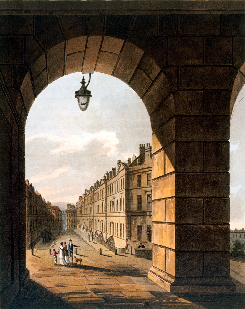 Straatscène, Bath door John Claude Nattes