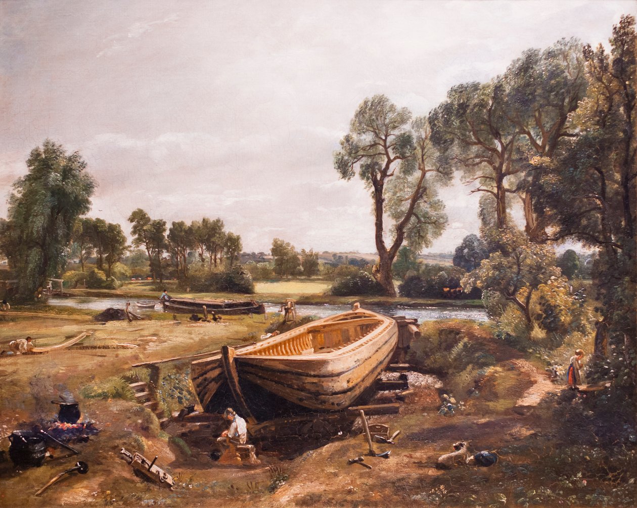 Bootbouw bij Flatford Mill door John Constable