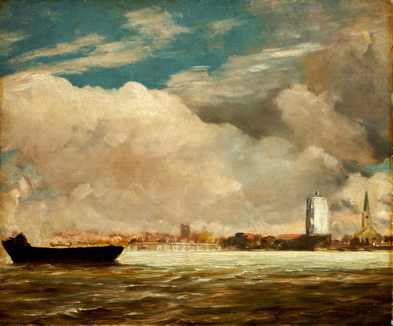 Aan de Theems bij Battersea Bridge, ca. 1816 door John Constable