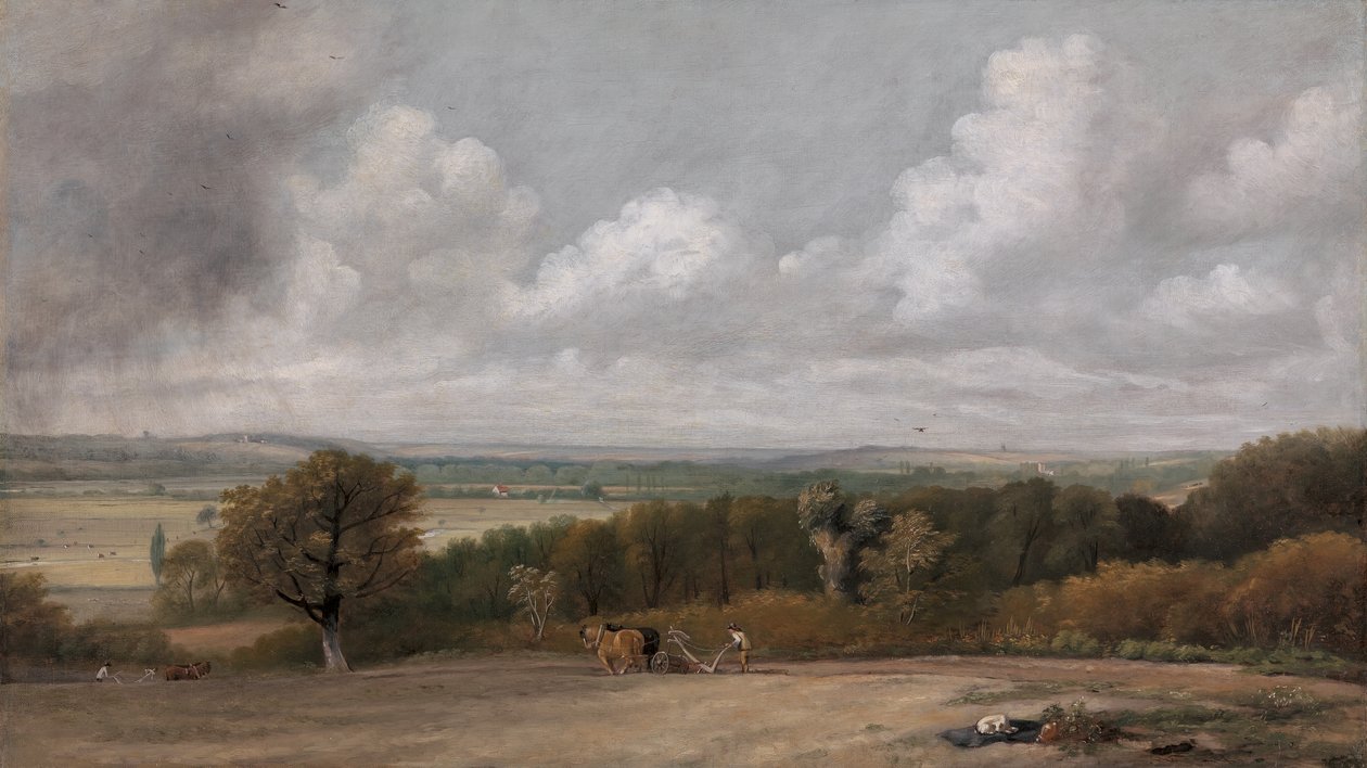 Ploegscène in Suffolk, 1824 tot 1825 door John Constable