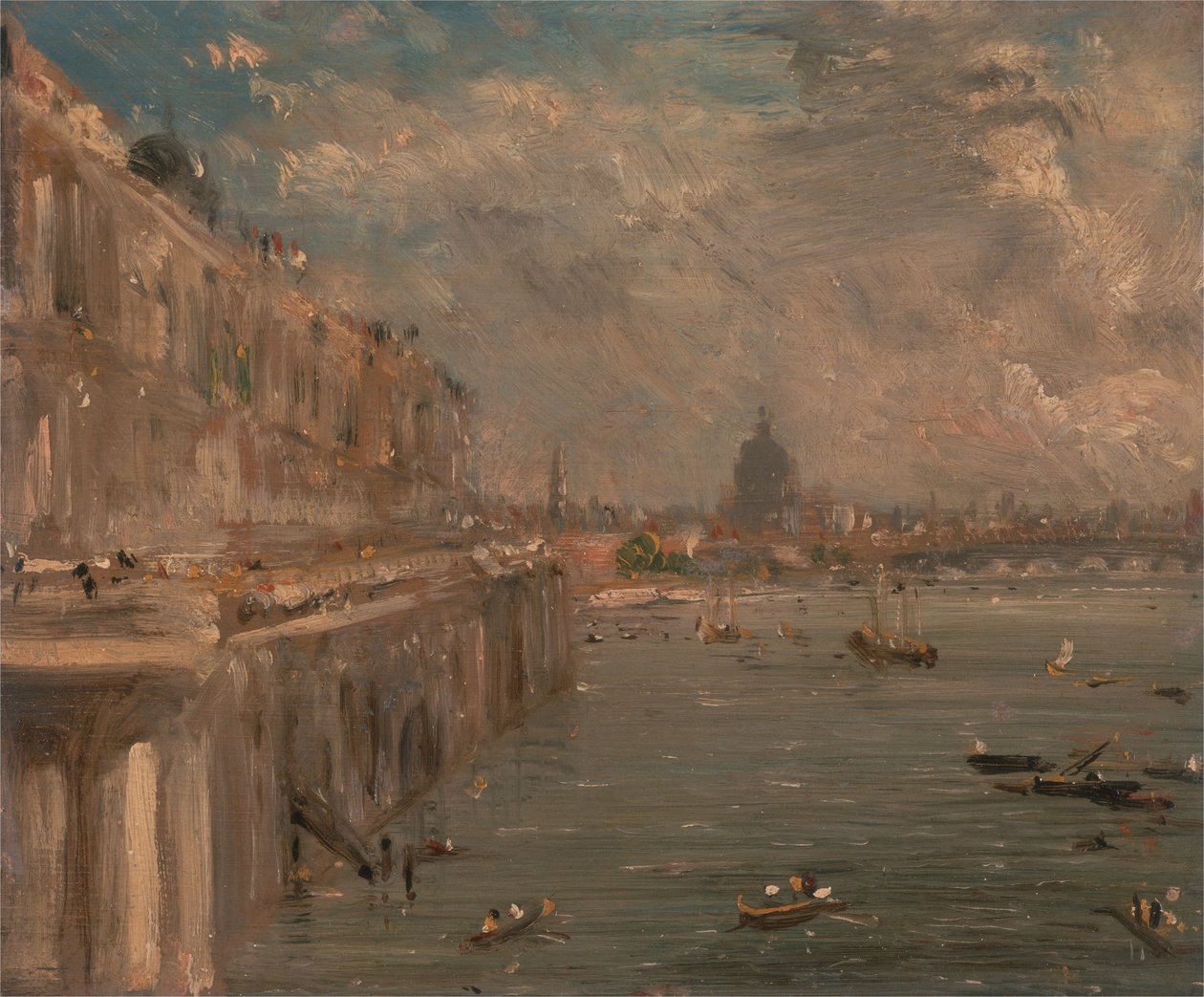 Somerset House Terras vanaf Waterloo Bridge door John Constable