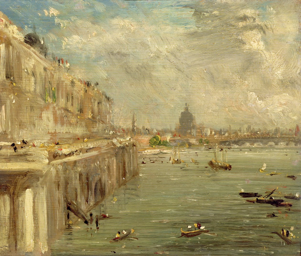 Somerset House Terrace vanaf Waterloo Bridge, c.1819 door John Constable