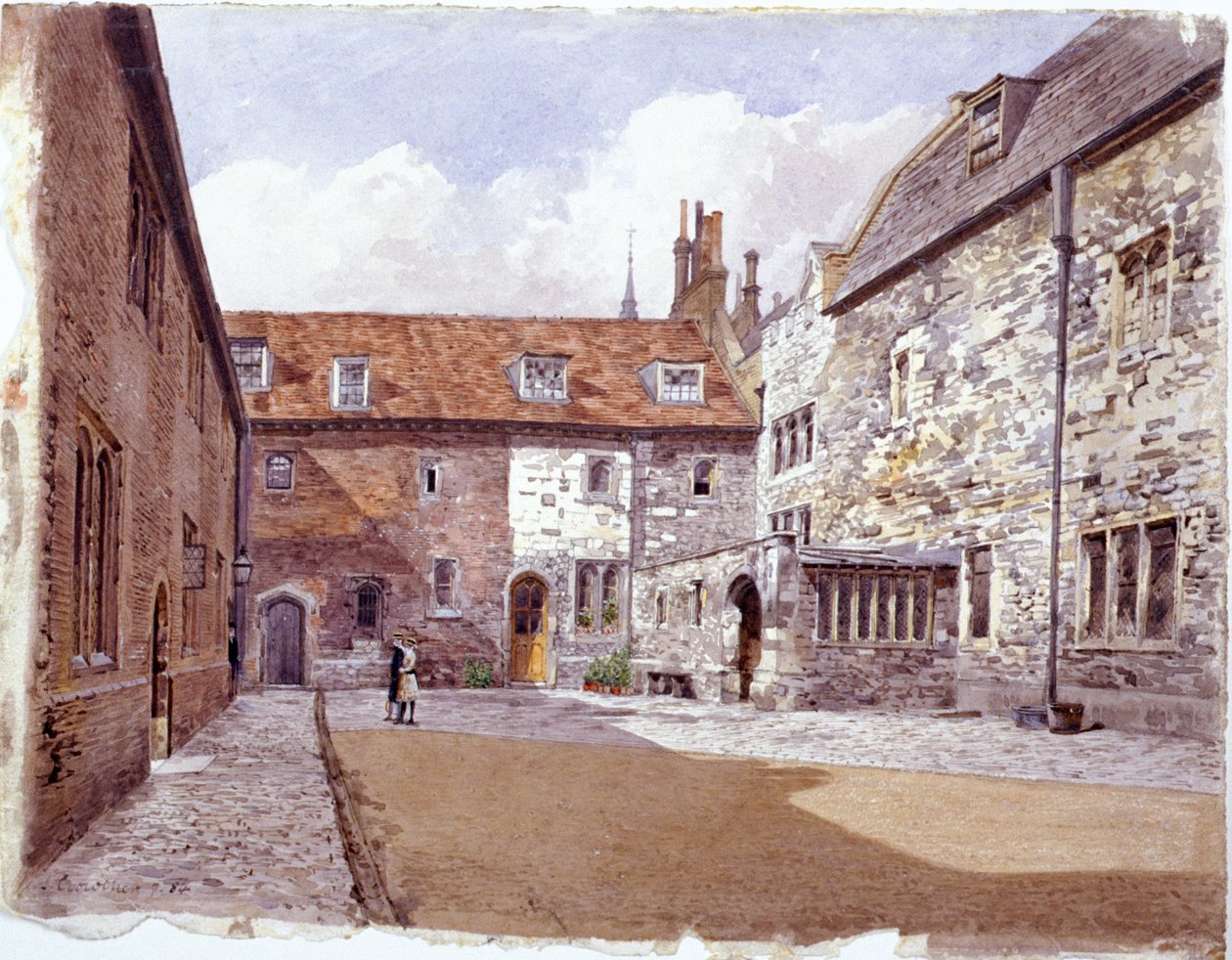 Wash house court, Charterhouse, Londen, 1884 door John Crowther