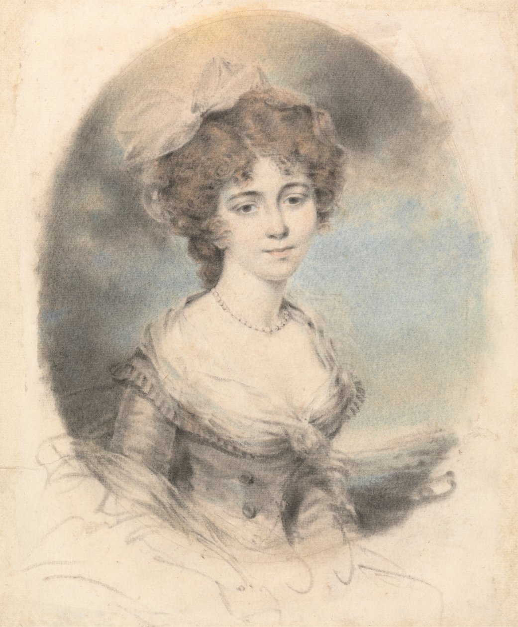 Portret van een Dame, Frontaal door John Downman