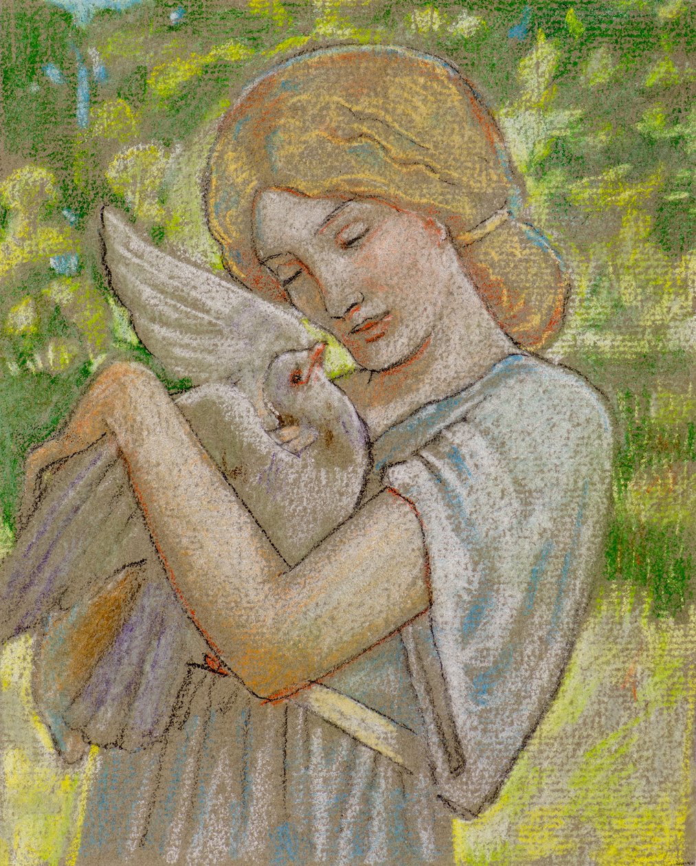 Meisje met een duif door John Duncan